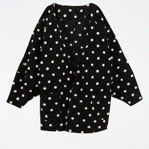 Farm Rio Black And White Polka Dots Fleece Cardigan